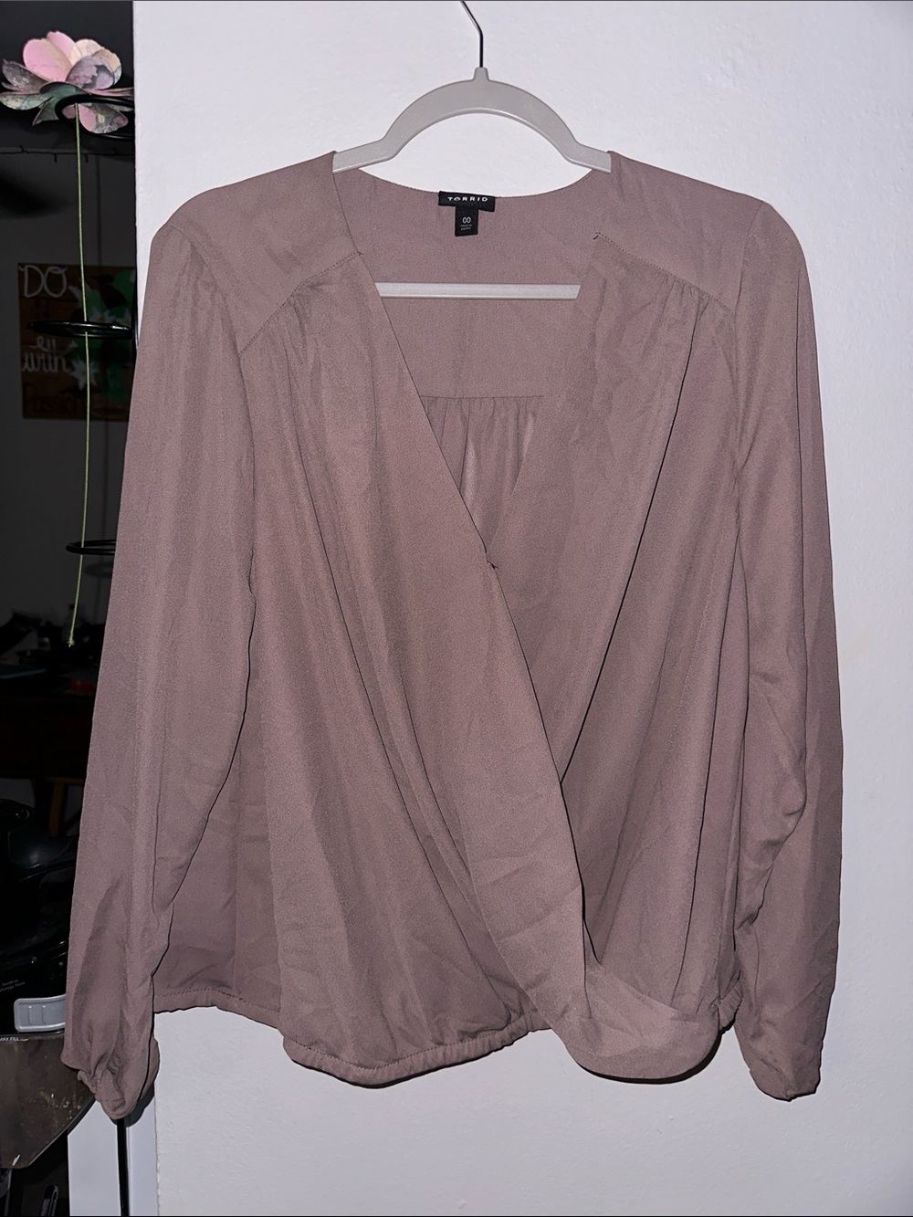 torrid Dusty Mauve Faux-Wrap Blouse
